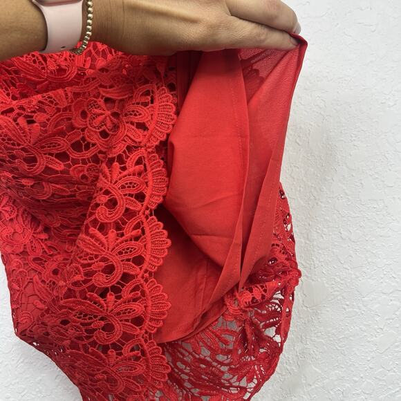 J. Crew Guipure Red Lace Spaghetti Straps Midi Dress Size 6, Holidays, event - Picture 6 of 8